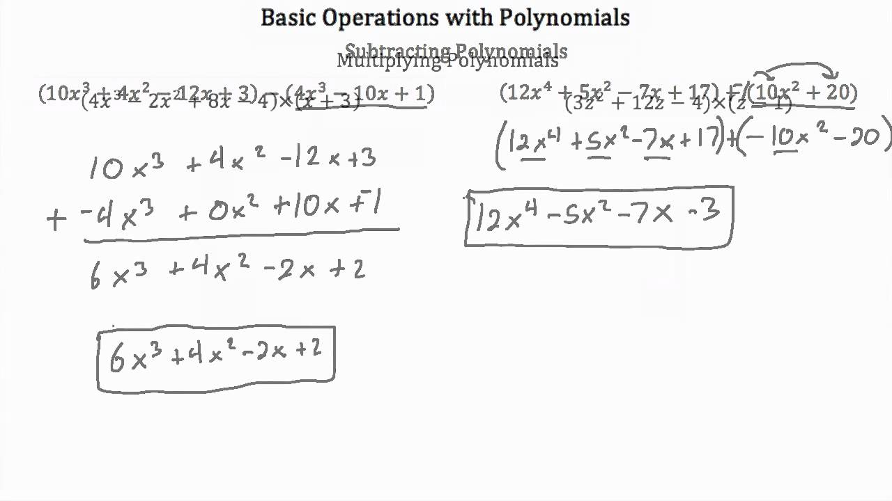 Basic Operations with Polynomials PT 1  YouTube