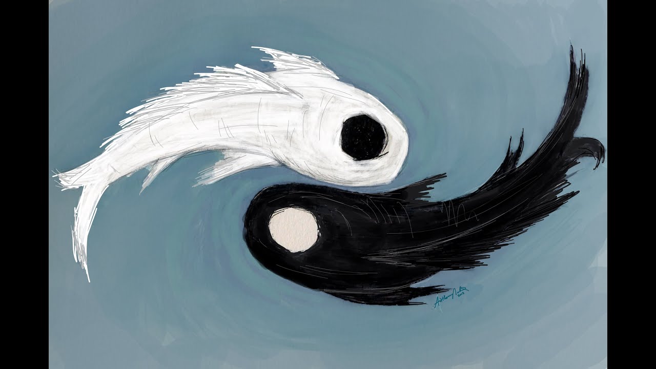 Awesome Yin and Yang Koi Fish art by Anthony's Art Ep.7 inspired by