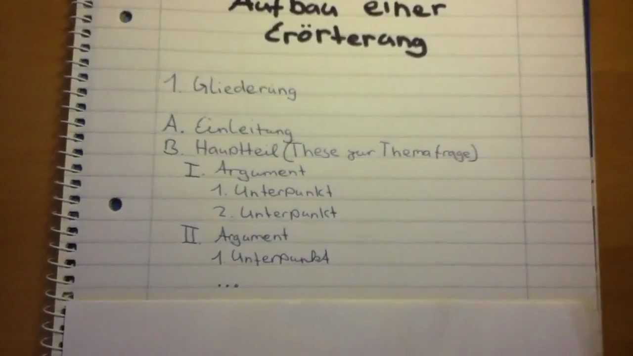 Aufbau einer Erörterung Gliederung einer Erörterung YouTube