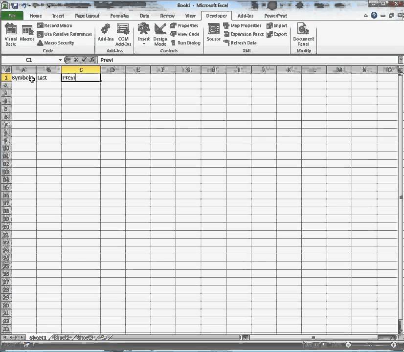 download stock quotes to excel