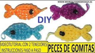 COMO HACER PECES DE GOMITAS (LIGAS) CHARMS CON DOS TENEDORES. (FISH CHARM) TUTORIAL DIY