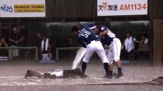 雨天中止で埼玉西武・永江、熊代が恒例のヘッスラ！2013.08.23 L-H