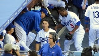 Dodgers Ryu Hyun-jin & Juan Uribe Crazy Secret 'Handshake' & Puig Goes Muy Loco 4-6-14