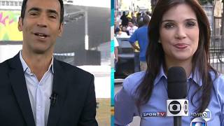 Torcedor da Croácia beija repórter da Globo ao vivo (12/06/2014)