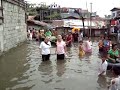 Katharina and Kristine walking in the flood water