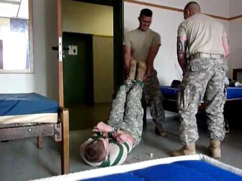 Soldier being duct taped to his bed. - YouTube