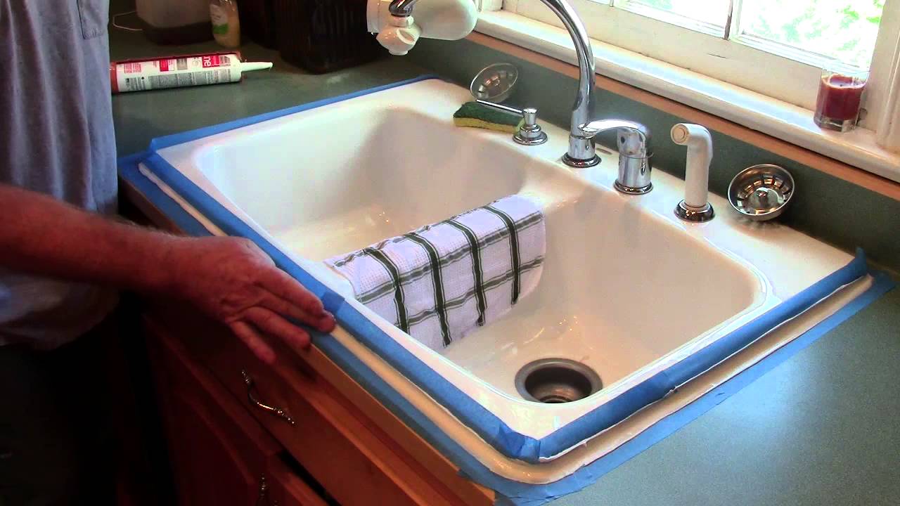 caulk around kitchen sink on laminate countertops