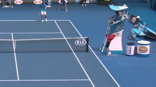 Ball Kid gets hit in the face - 2014 Australian Open