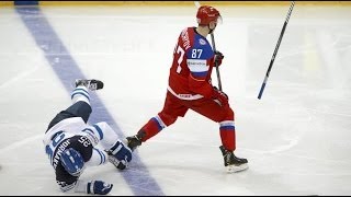 Vadim Shipachev Brutal Headshot Hit on Pekka Jormakka - Finland vs Russia 2014