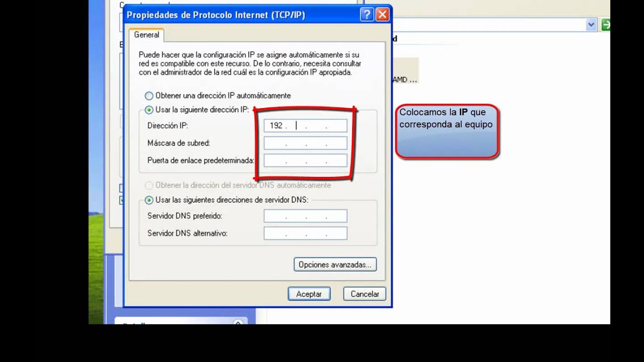 Configurar IP Fija en Windows XP - YouTube