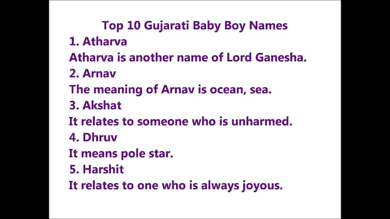 Name Of Baby Boy In Gujarati
