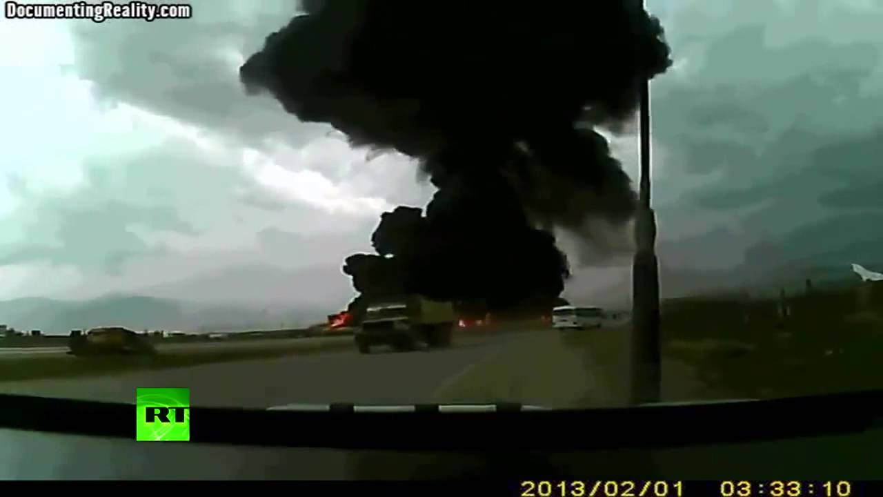 Boeing 747 Crash At Bagram Airfield Caught On Tape