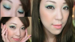 Mintgreen blueline eyes look 夏のミントグリーンブルーラインメイク