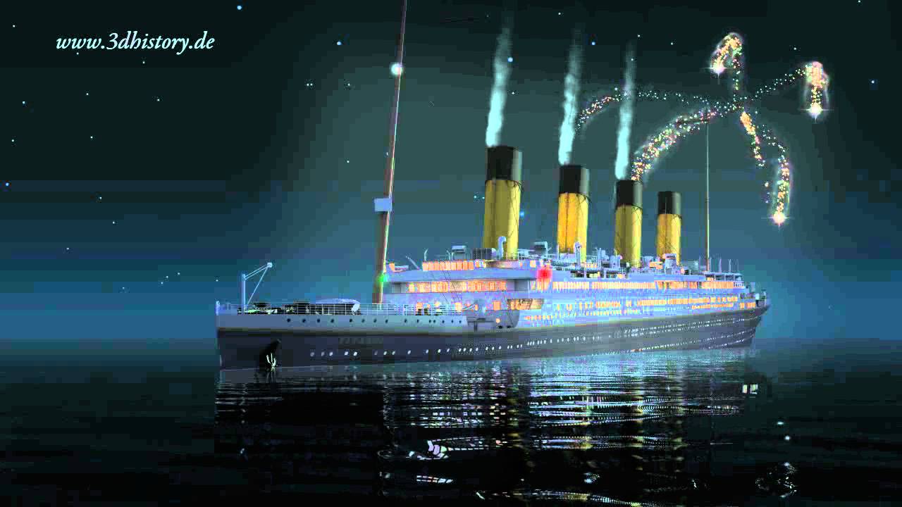 During her sinking, RMS Titanic fires white flares - YouTube