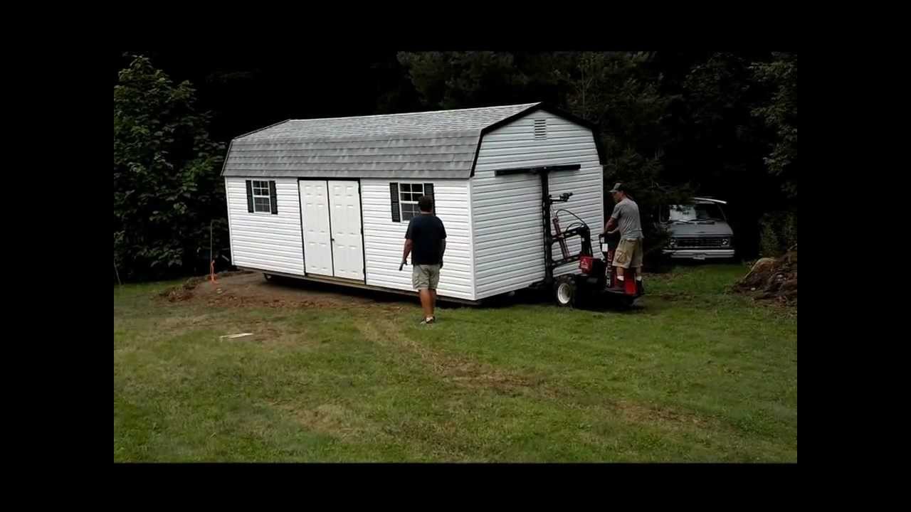 Shed Move with our mule. - YouTube