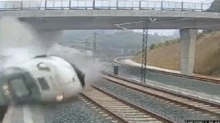 Spain train crash on CCTV - horrible footage of impact in Santiago de Compostela - Truthloader