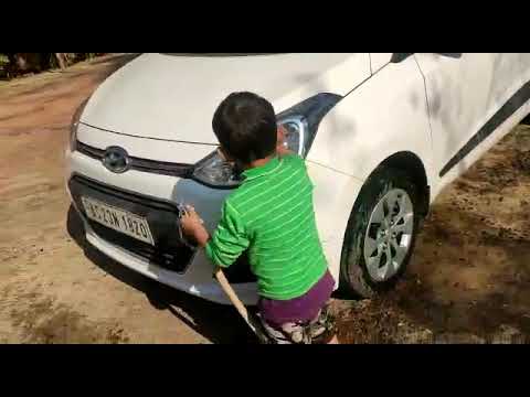 Little boy Car washing, funny video