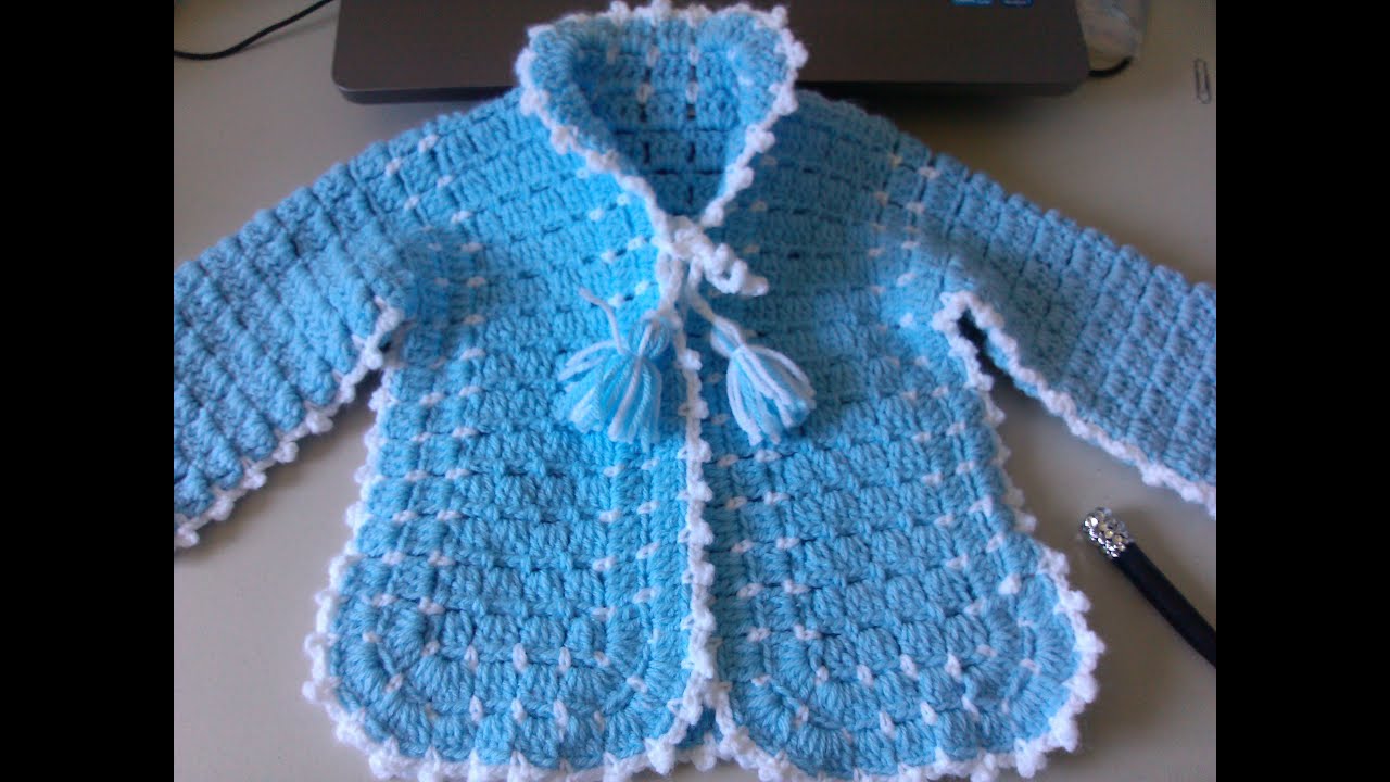 Crochet Baby Sweater with Unique Stitch / Video one - Yolanda Soto