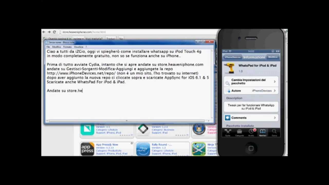 Cydia] COME SCARICARE WHATSAPP GRATIS IPOD/IPAD/IPHONE CON CYDIA ...