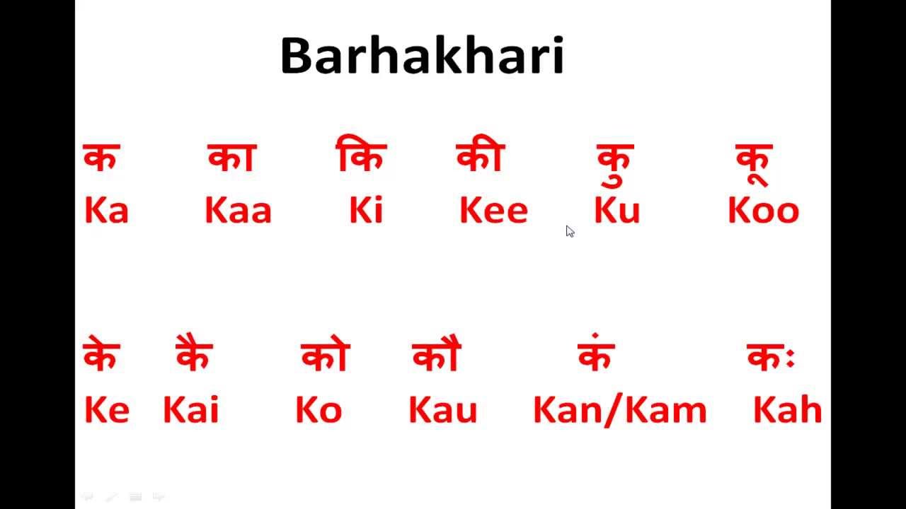 barakhadi in hindi to english