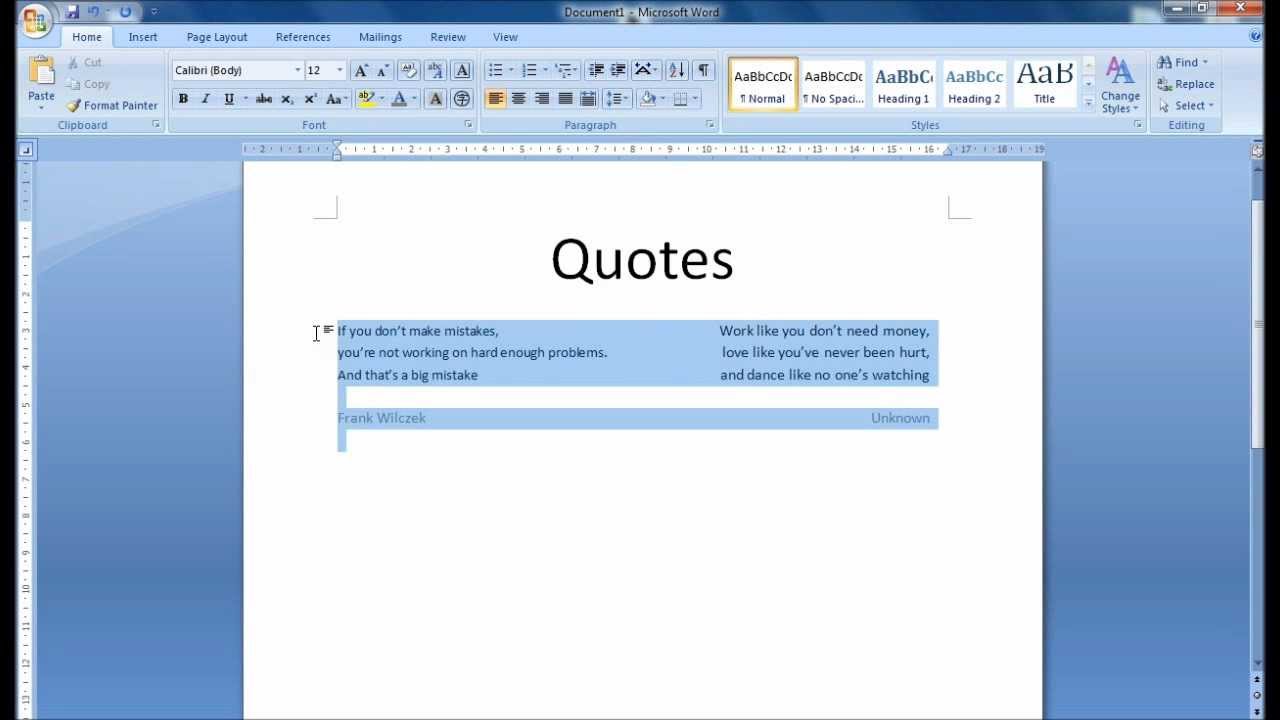 microsoft word align middle