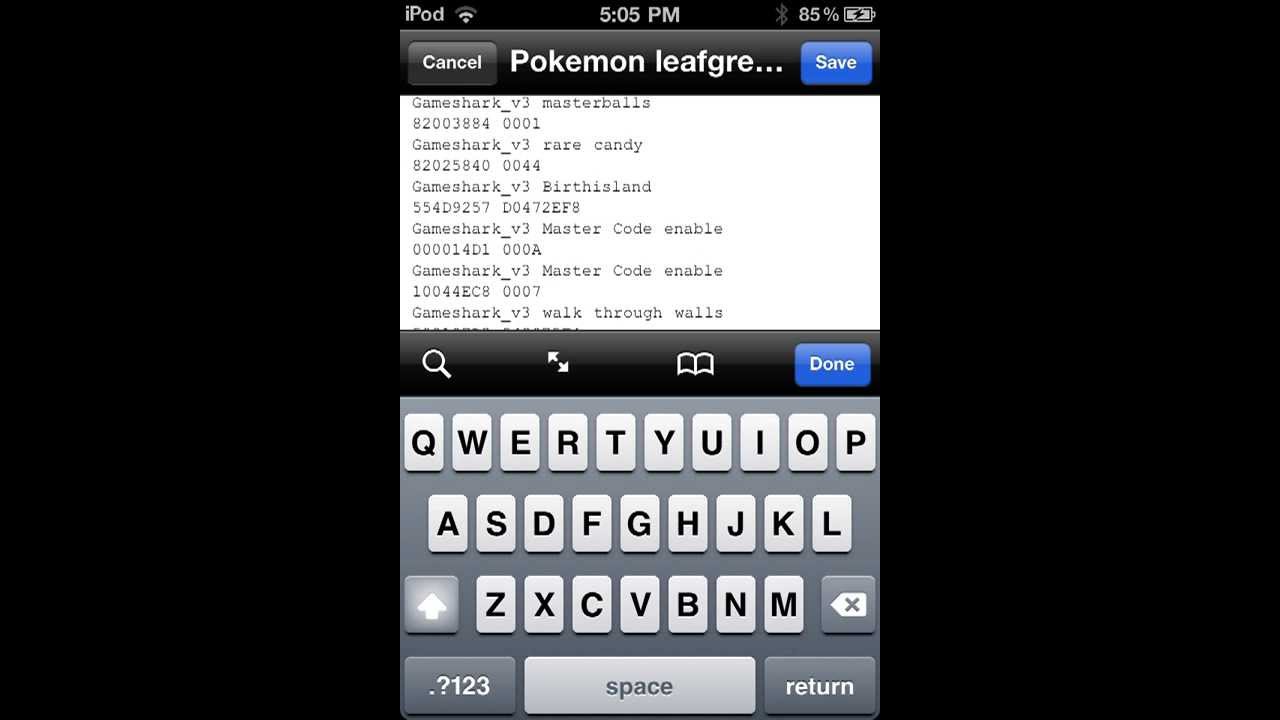 Pokemon FireRed Game Shark Codes, Gameboy.