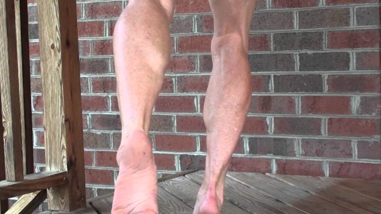 calf flex posing female age 57 natural - YouTube