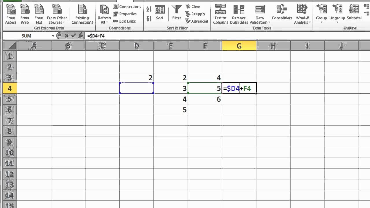 relative cell reference excel 2010 definition