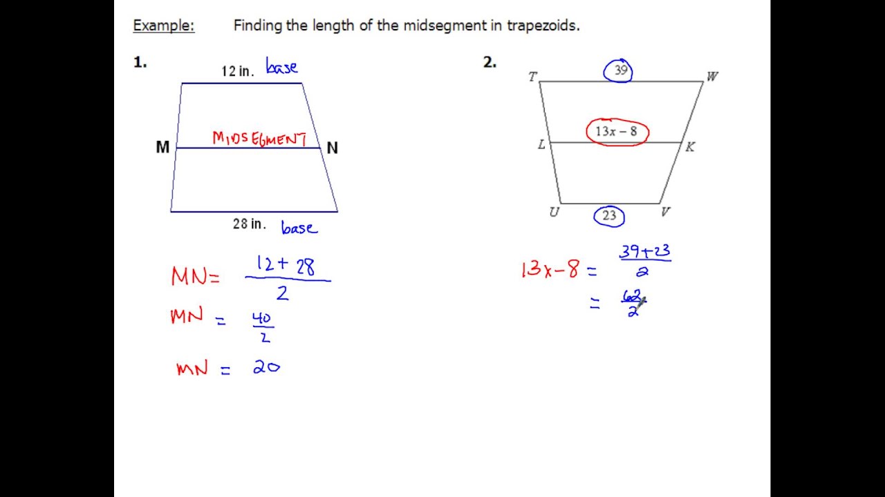 8-5 Trapezoids and Segment Lengths - YouTube