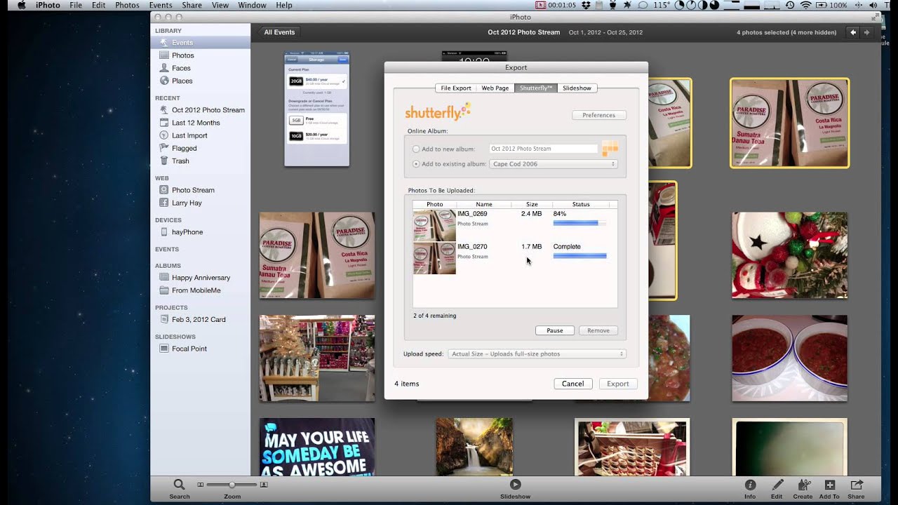 Uploading photos from iPhoto to your Shutterfly Account - YouTube