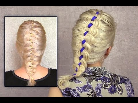 ... Ribbon braid hairstyle for short medium long hair how to - YouTube