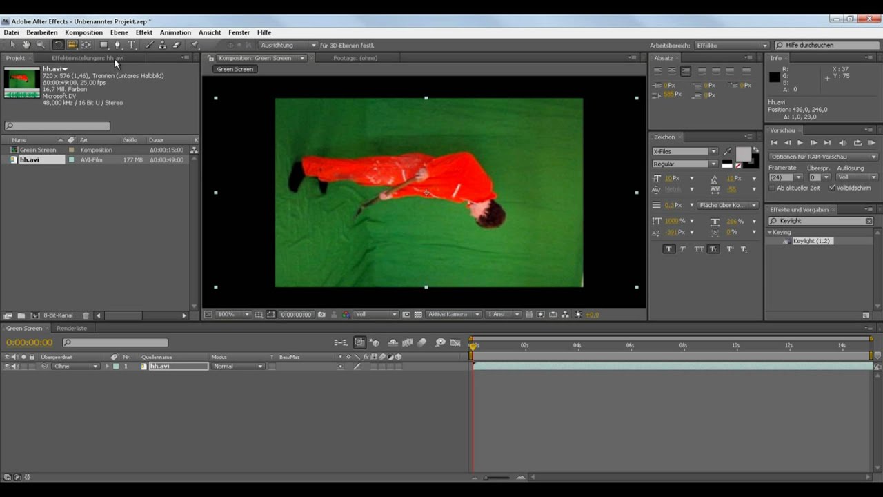 After Effects und Keylight Green Screen Bearbeiten - YouTube