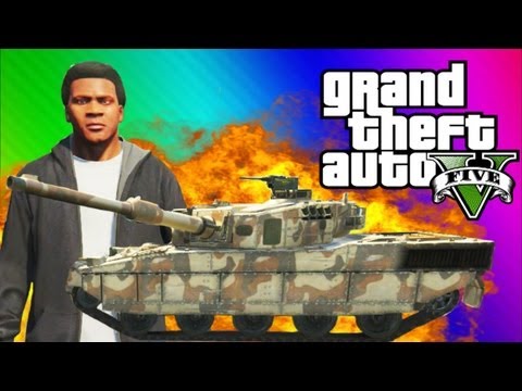 GTA 5 Tank FUN - Explosions, Running Over Cars, Trick Shots (GTA 5 Funny Moments & Gameplay)