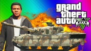 GTA 5 Tank FUN - Explosions, Running Over Cars, Trick Shots (GTA 5 Funny Moments & Gameplay)