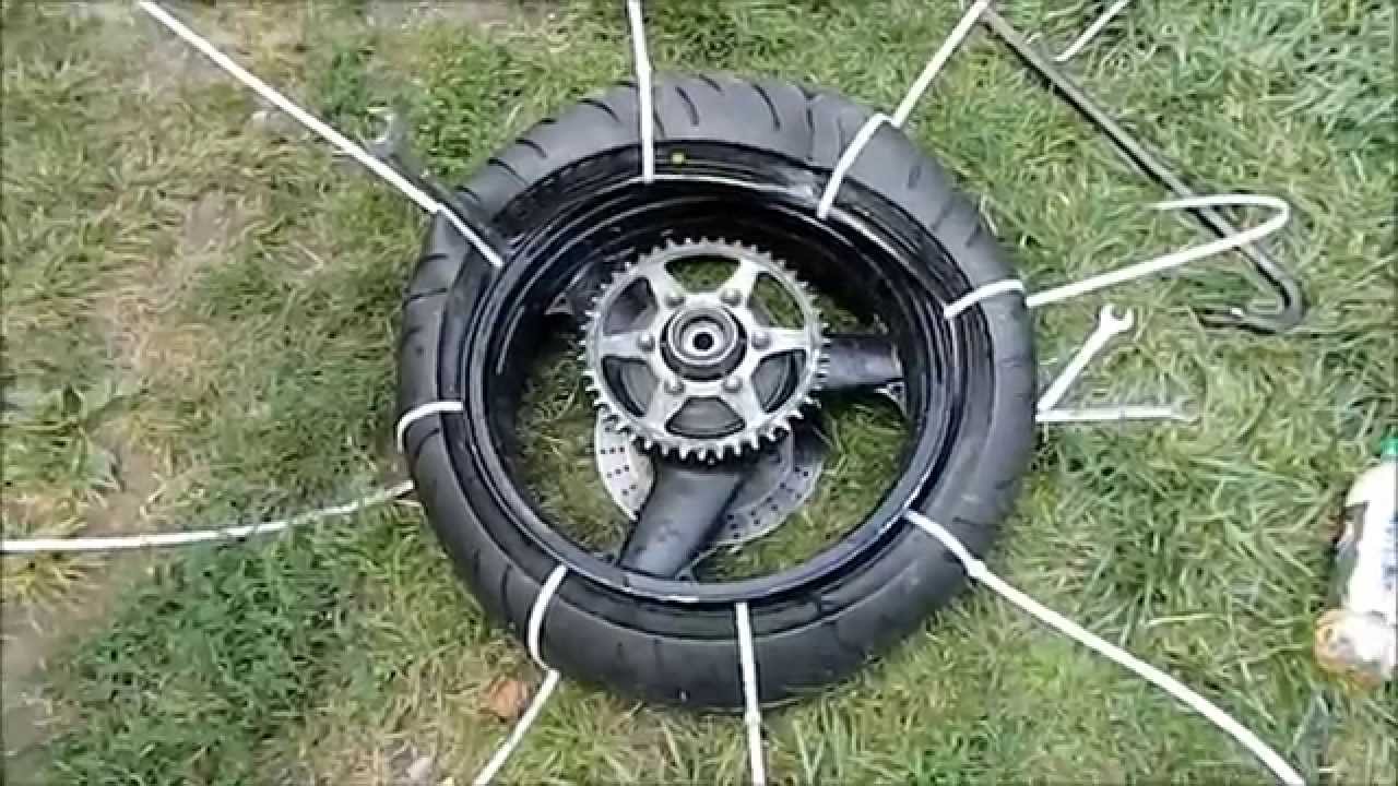 How To Mount a Motorcycle Tire Using Zip Ties - YouTube