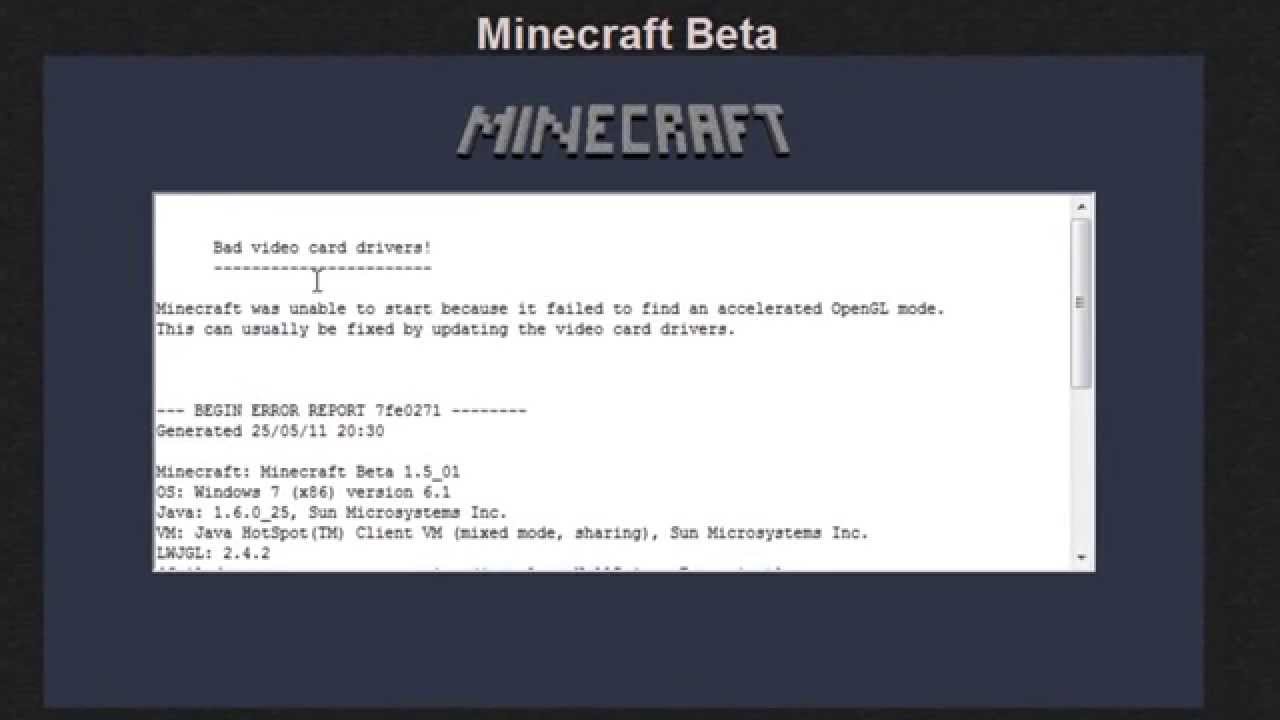 my minecraft says bad video card drivers
