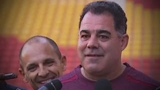 Carl Barron pretends to be Mal Meninga's second head