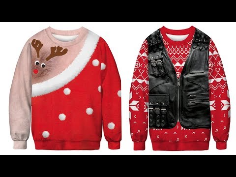 Men Women 2019 Ugly Christmas Sweater Fake Bikini Muscle Hair Funny Christmas Gift Jumper
