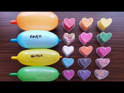 Making Slime With Funny Balloons and Foam Beads