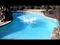 Ang jumping into our new pool - Thanksgiving 2013