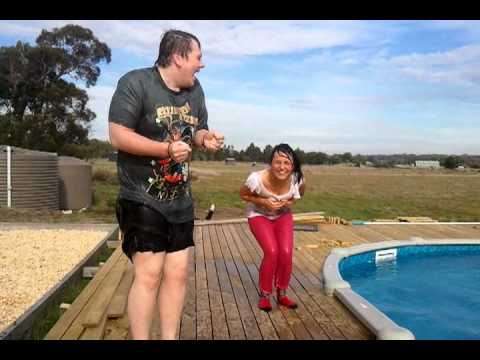 Declan & Lauren jumping in pool ahahaaa!