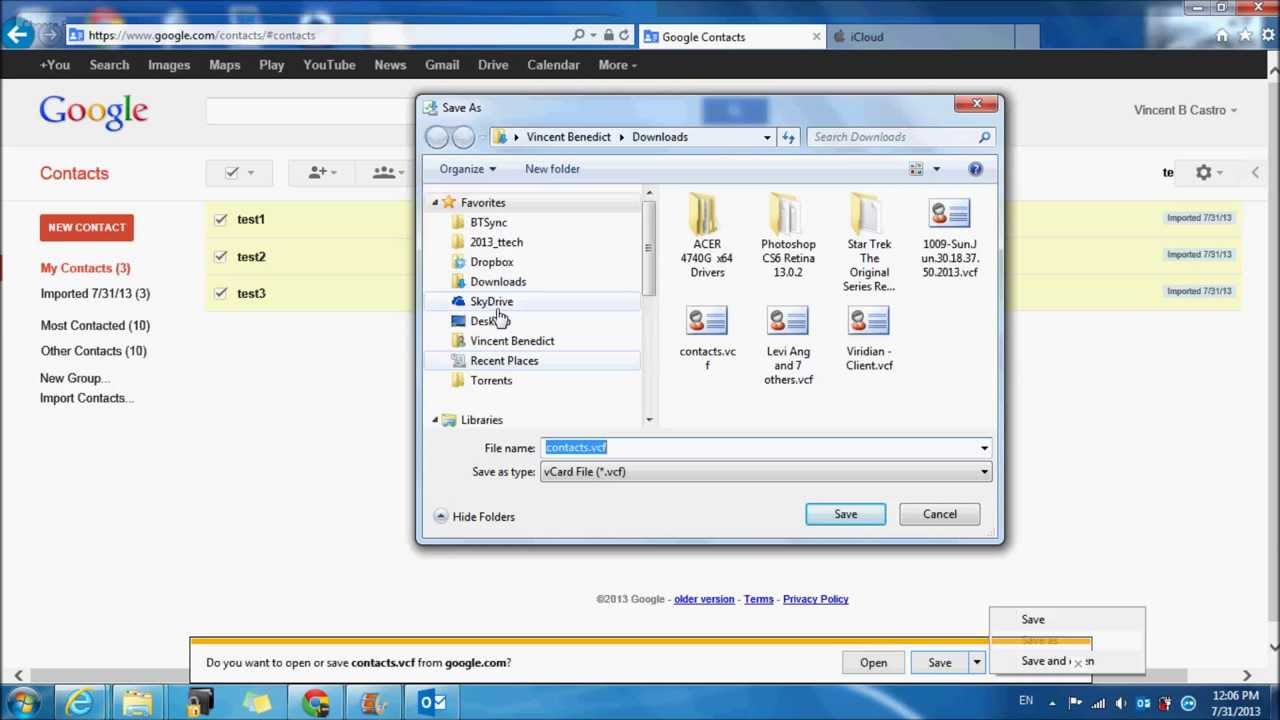 How to Export Outlook 2013 Contacts into iCloud - YouTube