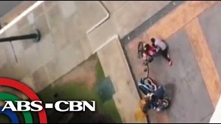 People blown off their feet by typhoon