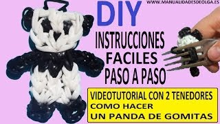 COMO HACER UN PANDA DE GOMITAS CON DOS TENEDORES. VIDEO TUTORIAL DIY FIGURA CHARM