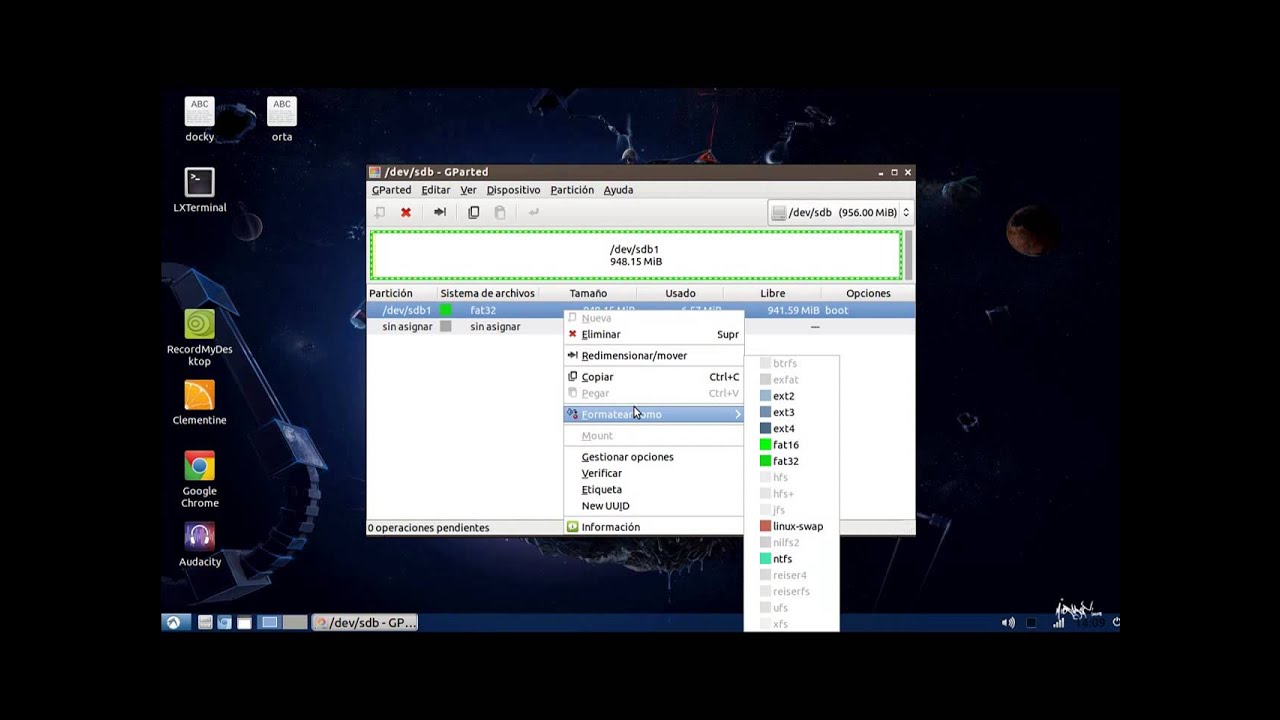 formatear usb con GParted ( linux ubuntu ) - YouTube