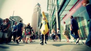 Banana crushed by car