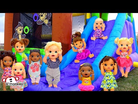 🌈 Baby Alive Playdate Fun! Bounce House, Playpark & Water Balloons! 💦
