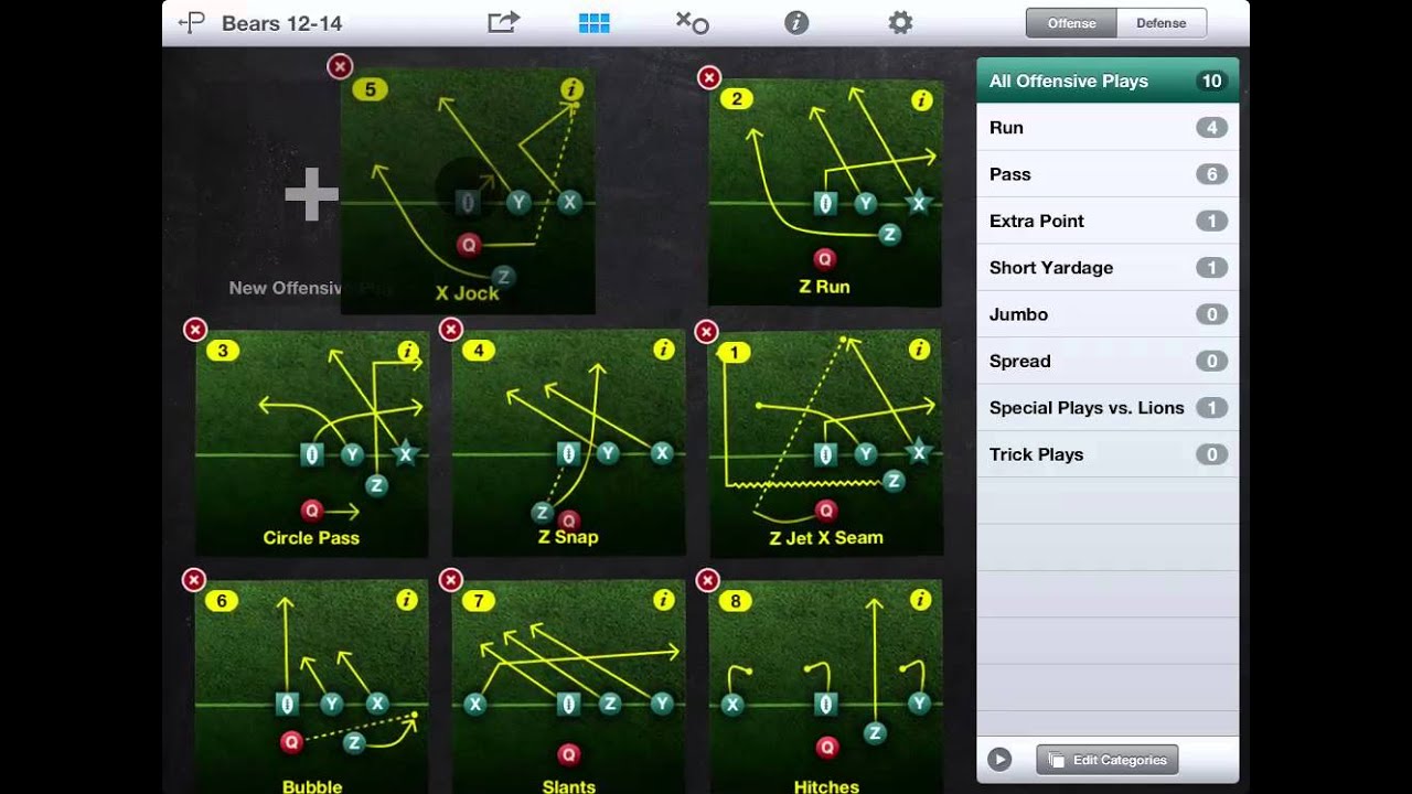 iPad V1.5 - Rearrange Plays - Flag Football Playmaker iPad App