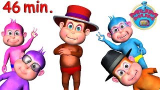 Five Little Monkeys Jumping on The Bed - Wheels on the bus Nursery Rhymes Collection