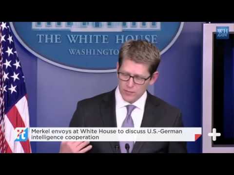 A German delegation is visiting the White House on Wednesday to discuss ways to intensify U.S.-German intelligence sharing after reports that the U.S. National Security Agency monitored German Chancellor Angela Merkel\'s mobile phone. President Barack Obama is under pressure to reassure allies a week after reports surfaced about the scope and scale of U.S. intelligence gathering.